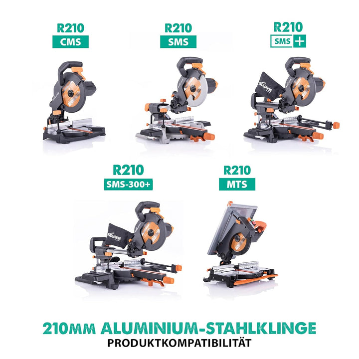 Evolution A210TCT-60MS - 210 mm Sägeblatt zum Schneiden von Aluminium - Metall-Sägeblatt Hartmetallb