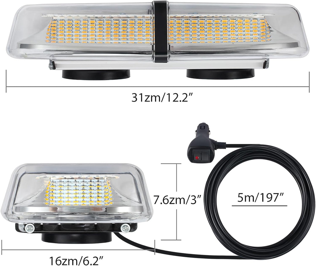 PROZOR 72LED Notfall Warnblitzlicht mit E-Mark, 18W 12V/24V Rundumleuchte IP67 Wasserdicht 8 Blitzmo