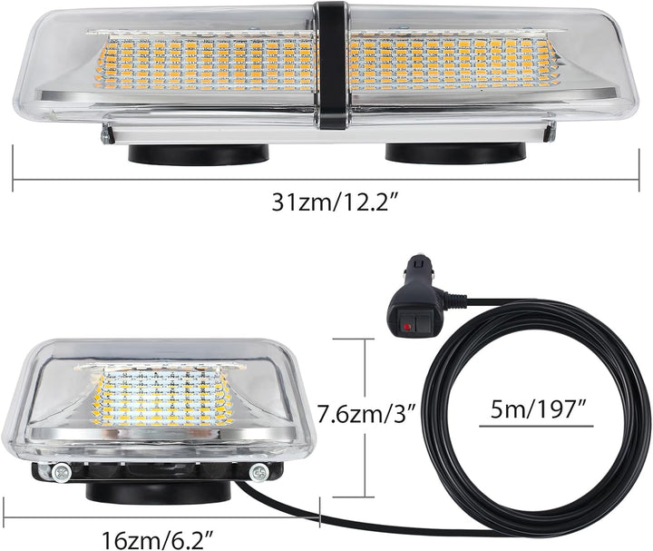 PROZOR 72LED Notfall Warnblitzlicht mit E-Mark, 18W 12V/24V Rundumleuchte IP67 Wasserdicht 8 Blitzmo