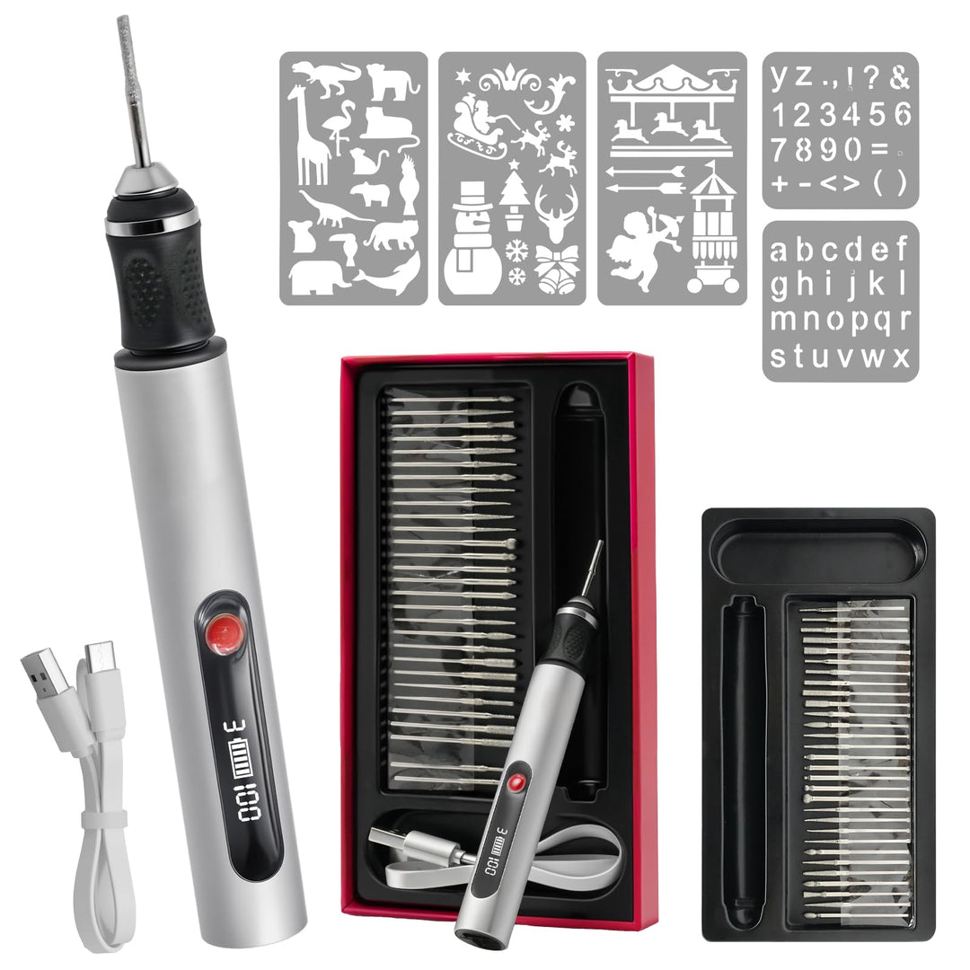 Elektrischer Gravierstift mit 30 Bit, multifunktionales Gravurwerkzeug, 3 Geschwindigkeitsstufen, tr