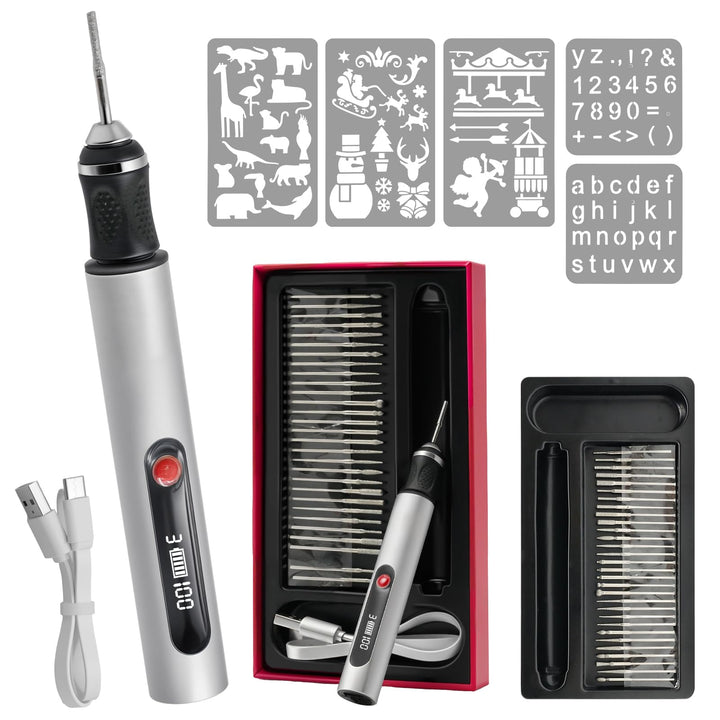 Elektrischer Gravierstift mit 30 Bit, multifunktionales Gravurwerkzeug, 3 Geschwindigkeitsstufen, tr