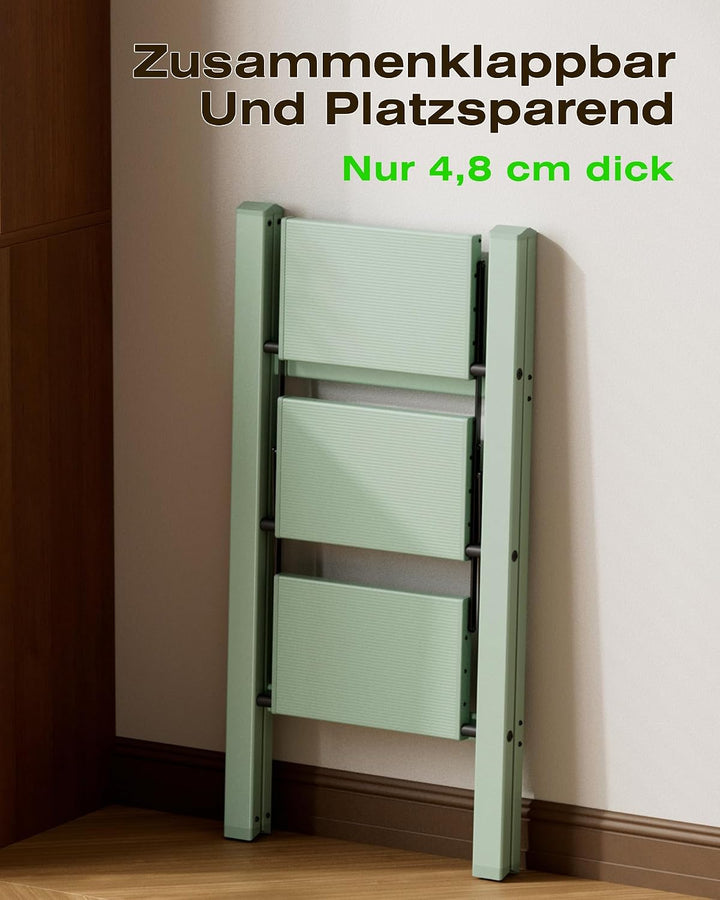 Trittleiter 3 Stufen klappbar,Tritthocker aus Aluminium | 150 kg Tragfähigkeit,Leiter mit rutschfest