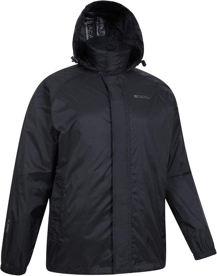 Mountain Warehouse Pakka Herren Wasserdicht Leichte verpackbare Regen Renn Sport Jacke XXS Schwarz,