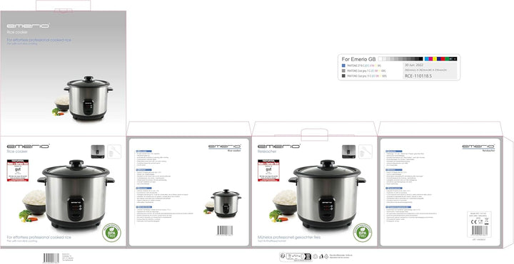 Emerio automatischer Eco Reiskocher, BPA frei, mit 1.5L Volumen, Warmhaltefunktion, Auto Off, Antiha