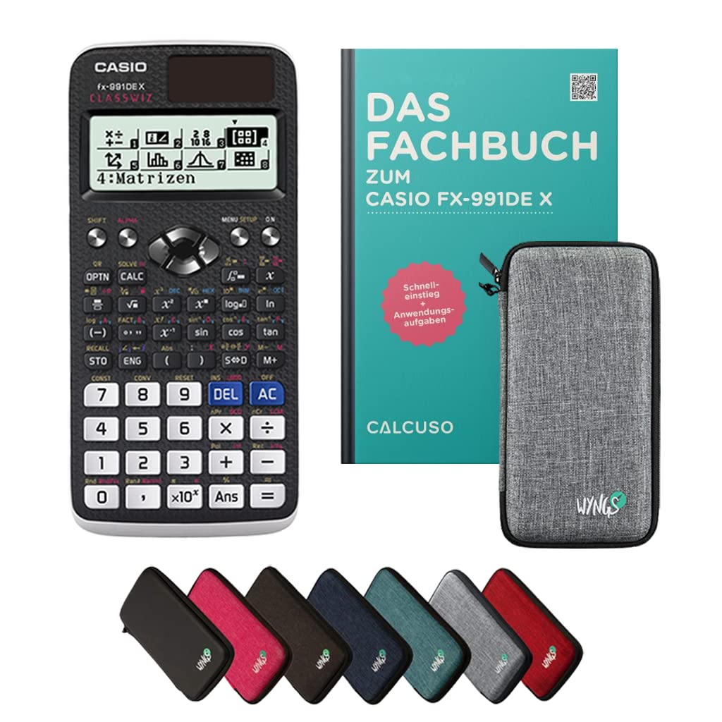 CALCUSO Standardpaket: Casio FX-991 DE X technisch-wissenschaftlicher Taschenrechner + WYNGS Schutzt