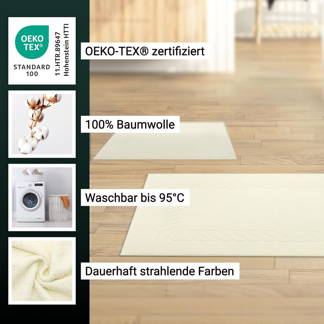 ZOLLNER 2er Set Badematten - weiche und saugstarke Duschvorleger - waschbar bis 95°C - Baumwolle - 5