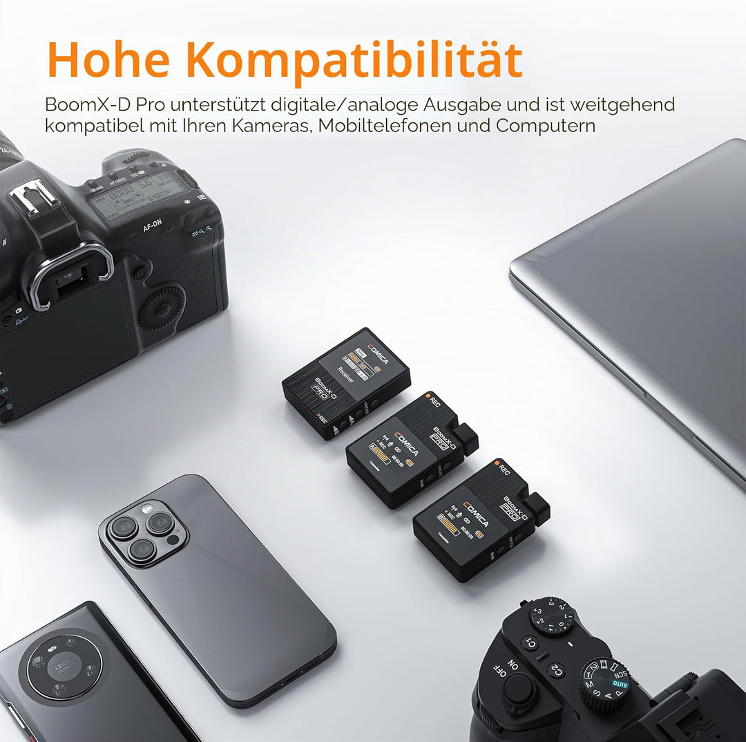 COMICA BOOMX-D2 PRO Lavalier Mikrofon Wireless, 48kHz/16 bit Audioqualität, Lärmminderung, 16GB Spei