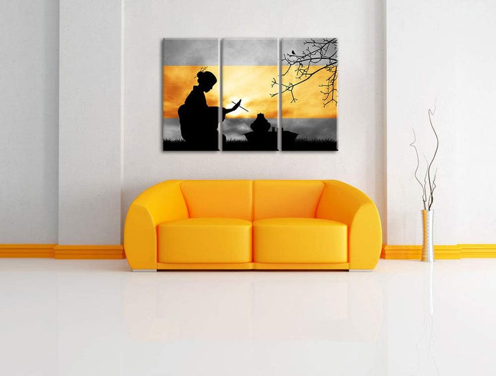 traditionelle Gesha bei Teezeremonie schwarz/weiss 3-Teiler Leinwandbild 120x80 Bild auf Leinwand, X