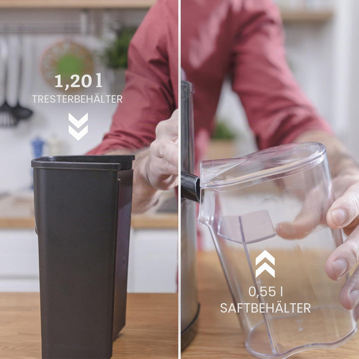 BLACK+DECKER Entsafter - 600W - 2 Geschwindigkeiten - 1.2 Liter Fruchtfleischbehälter - spülmaschine