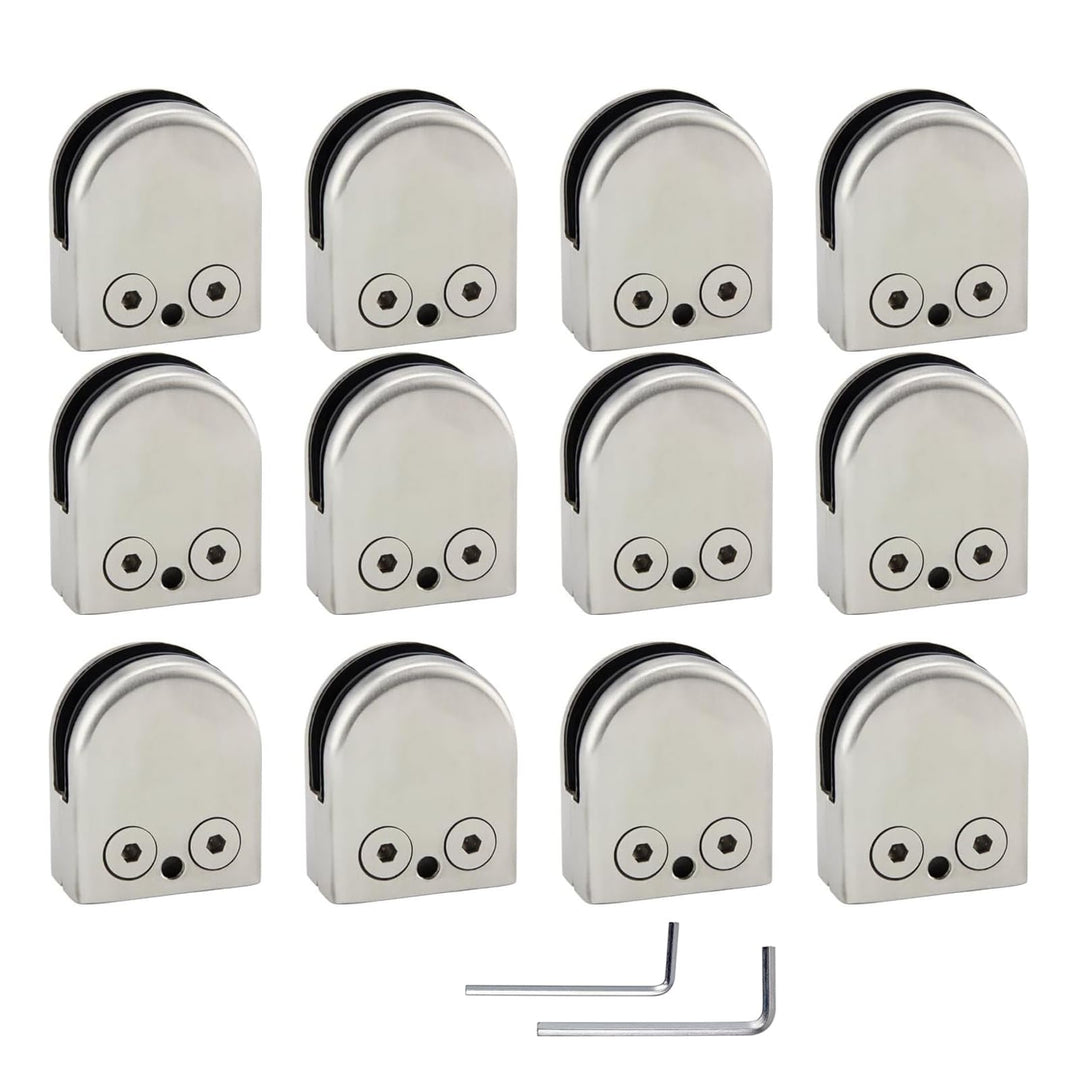 (Verbesserte Version) 12 x Edelstahl Stainless Steel 304 Klemmhalter Glasklemme Glasklemmhalter Glas