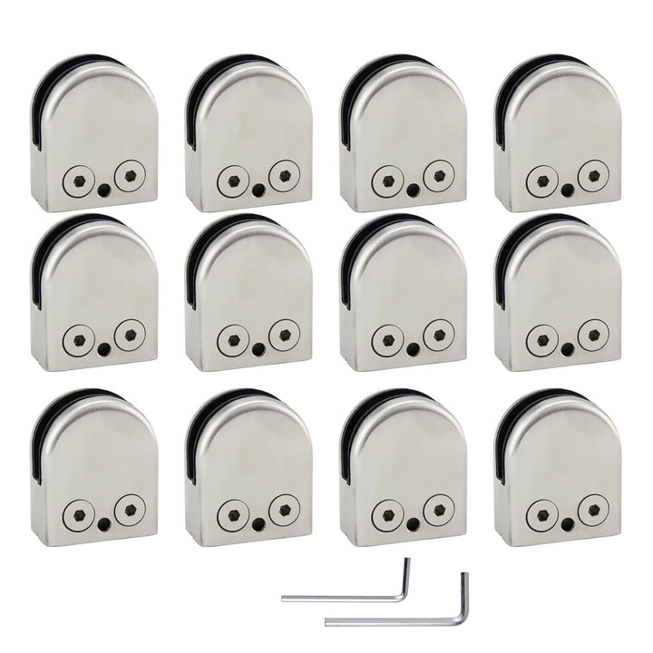 (Verbesserte Version) 12 x Edelstahl Stainless Steel 304 Klemmhalter Glasklemme Glasklemmhalter Glas