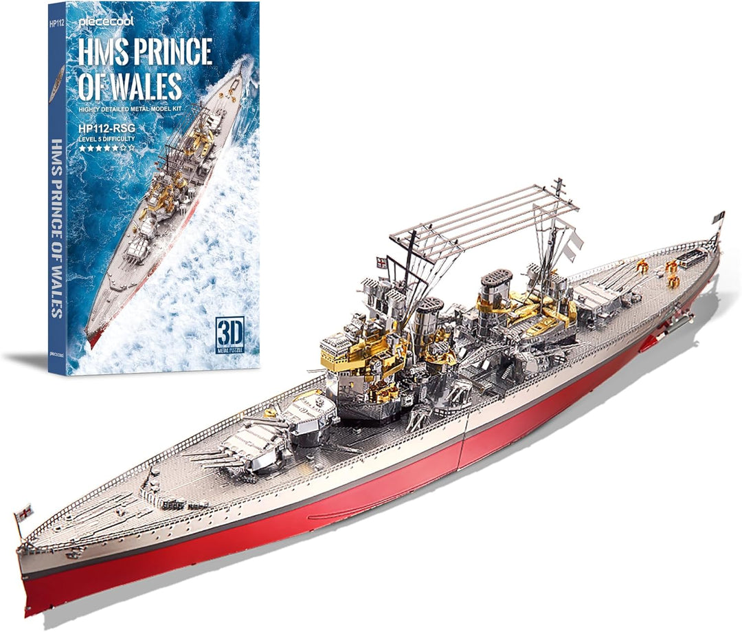 Piececool 3D Puzzle Metall, HMS Prince of Wales Schlachtschiff für Modellbausatz Erwachsene, 3D-Puzz