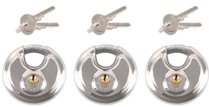 iapyx® gleichschliessendes schloss, 3 Stück, Ø 70mm Vorhängeschloss, rostfrei