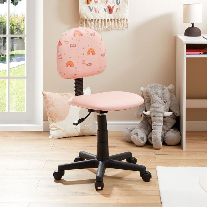 CARO-Möbel Drehstuhl Alpaca für Kinder Kunstleder in pink, Kinderschreibtischstuhl höhenverstellbar
