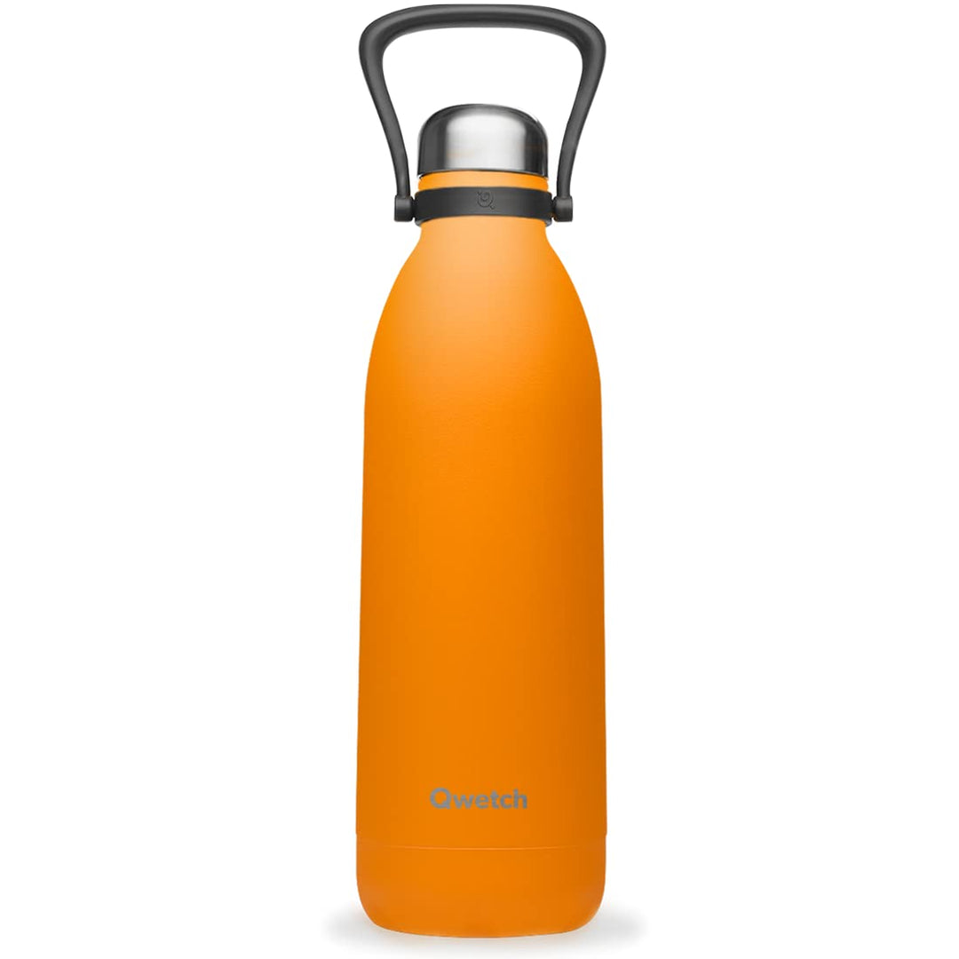 QWETCH - Isothermische Flasche - Titan Pop Orange 2L - 48h kalt & 16h heiss - BPA frei, wasserdicht