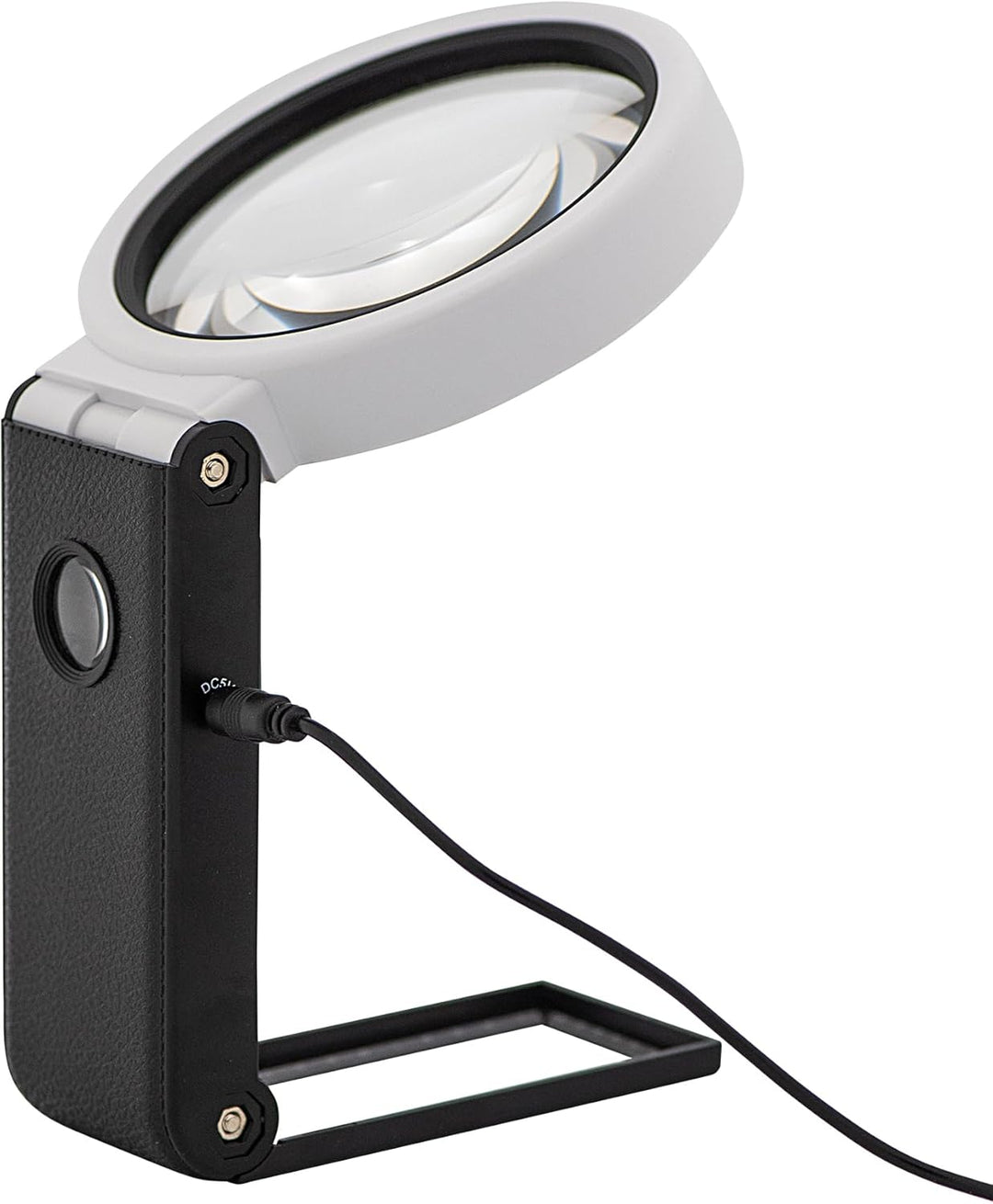 WEDO LED-UV-Handlupe mit ausklappbarem Standfuss inkl. Batterien & USB-Kabel, grosses 9 cm Sichtfeld