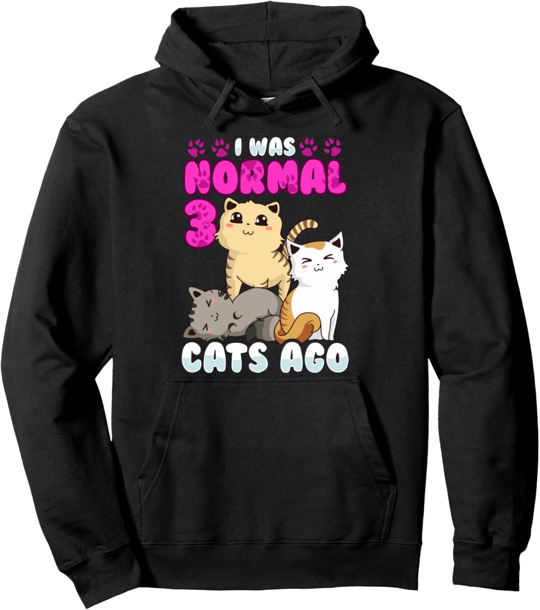 Cute I Was Normal Three Cats Ago Funny Kitten Owner Pullover Hoodie