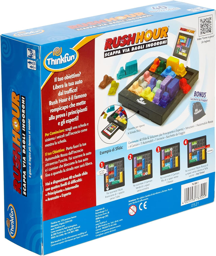 Ravensburger ThinkFun Rush Hour Flucht vor Staus, Logikspiel für Kinder ab 8 Jahren Italienische Ver