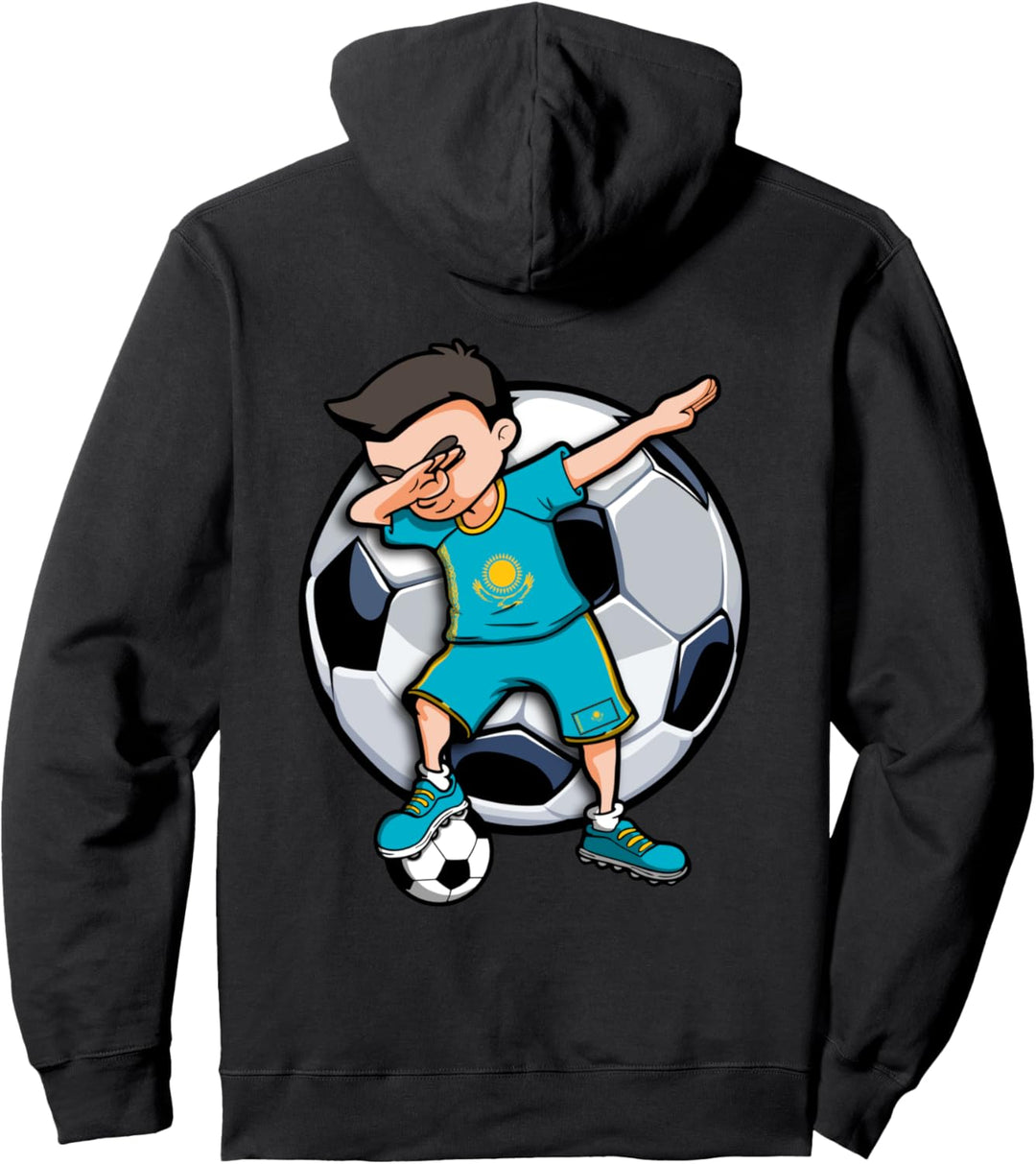 Dabbing Jungen Kasachstan Fussball Kasachstanische Flagge Pullover Hoodie