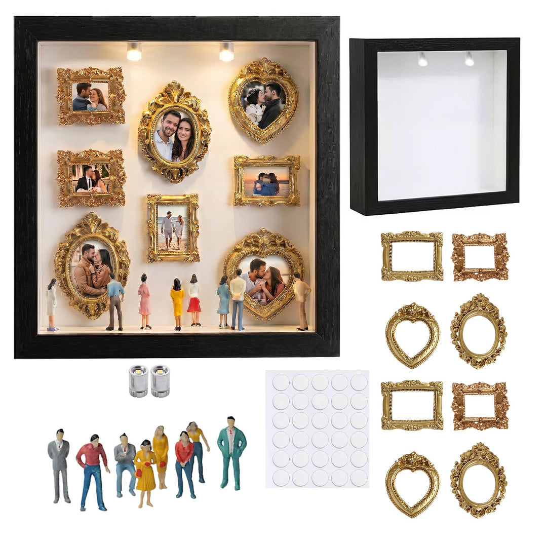 DIY Mini Museum Silhouette Box, Foto Erinnerungsanzeige Set, Fotospeicher Bilderrahmens mit 8 Mini G