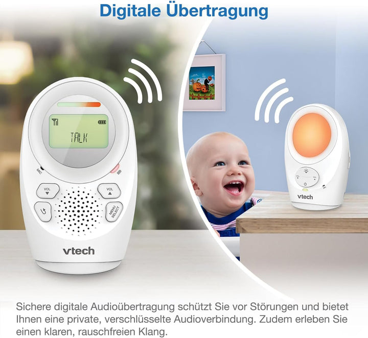VTech Digitales Audio-Babyphon DM1211 – Mit DECT-Technologie, Gegensprechfunktion, LCD-Lautstärkeanz