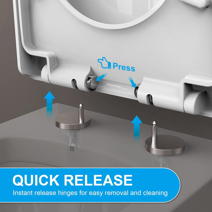 Ibergrif WC Sitz mit Absenkautomatik-D Toilettendeckel Einfache Montage und Sauber,Klodeckel Quick-R