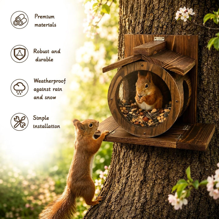 Eichhörnchen Futterhaus Eichhörnchen Haus Eichhörnchen Futterstation | 33 × 23 × 17cm Wetterfest aus