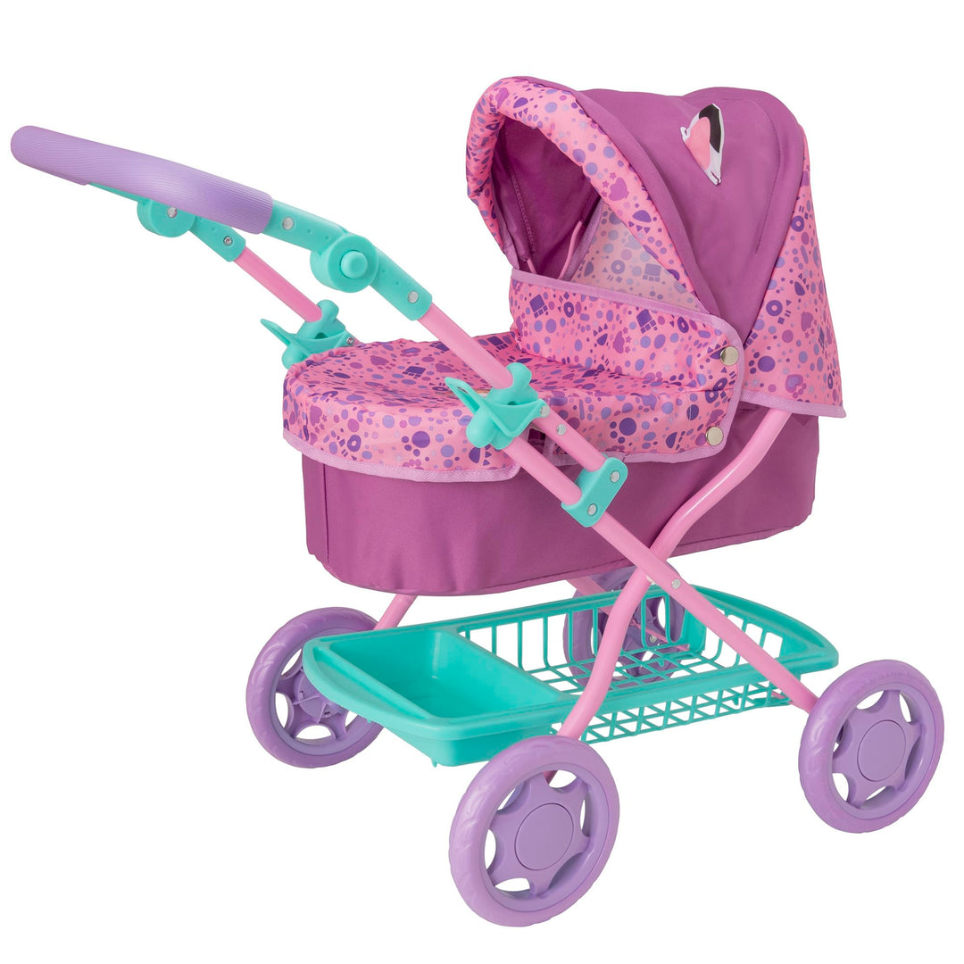 Gabby's Dollhouse Junior Puppenwagen Lila & Grün | Puppen-Buggy mit Verstellbarer Griffhöhe | Faltba