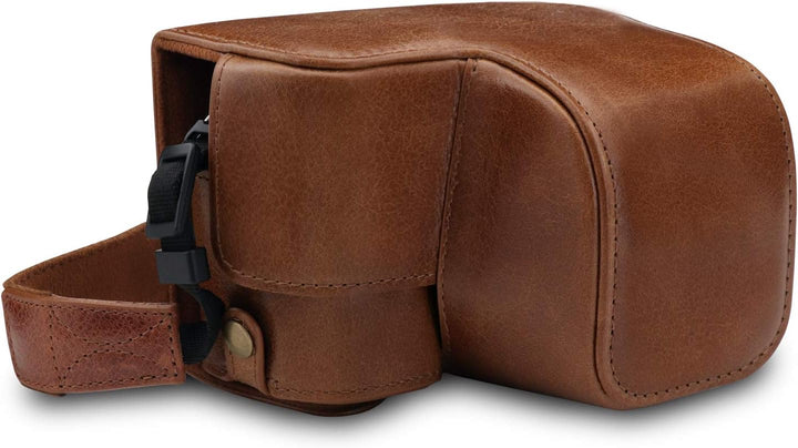 MegaGear Ever Ready Kameratasche aus echtem Leder, kompatibel mit Sony Alpha A6100, A6400 (16–50 mm)