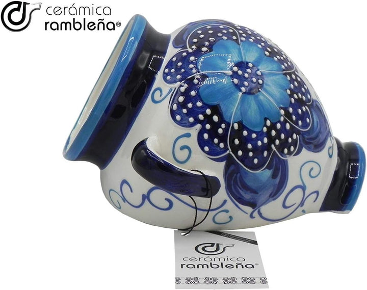CERÁMICA RAMBLEÑA | Hängender Blumentopf | Hängender Tontopf | Wandtopf | Modell 08 | 100% handdekor