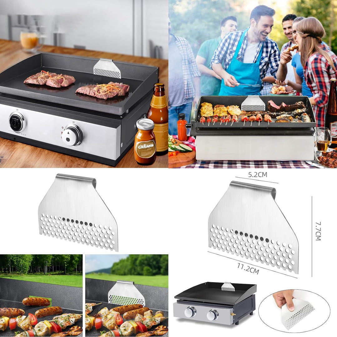 Blackstone Grillwerkzeug-Set, Grillzubehör für Grillplatte, Edelstahl-Grill-Wurstwenzange, Ölauffang