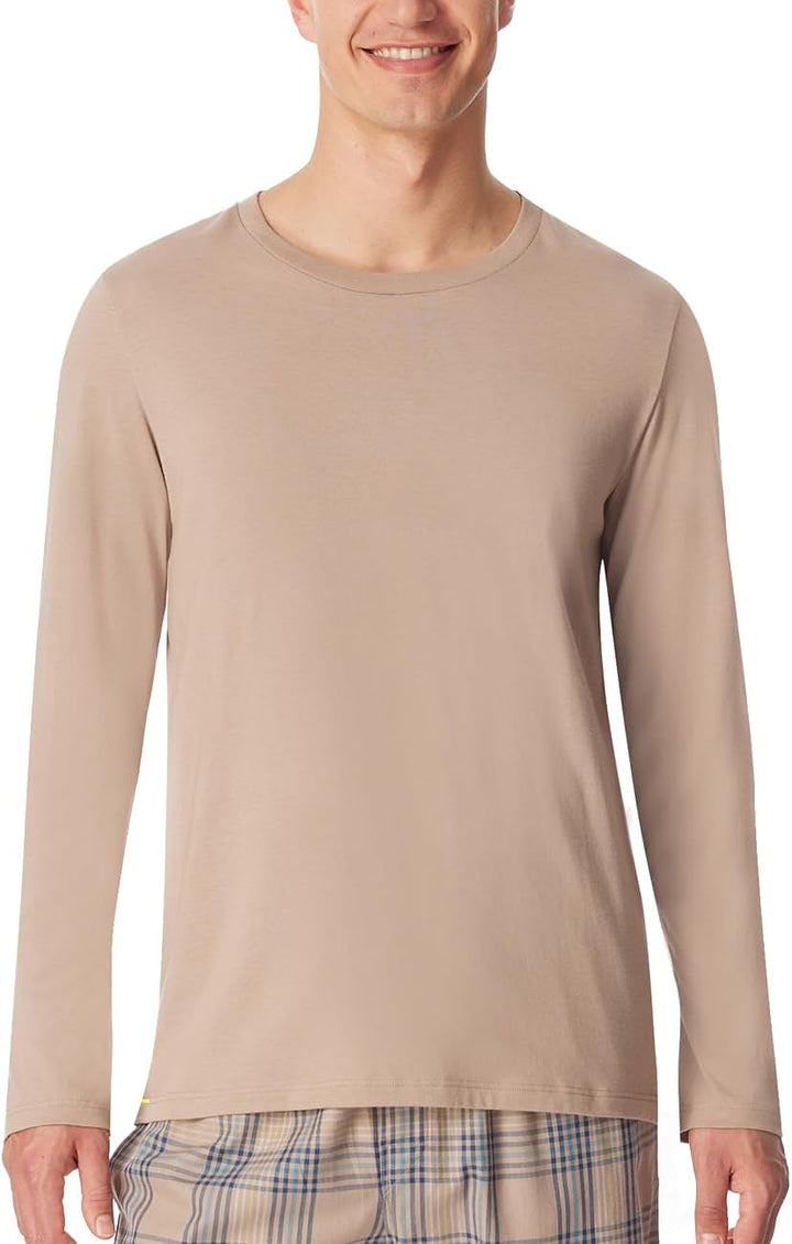 Schiesser Herren Schlafshirt Langarm Rundhals-Mix + Relax Pyjamaoberteil S Braungrau_181189, S Braun