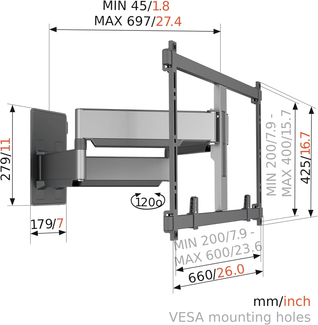 Vogel's TVM Elite 5855 Ultrastarke schwenkbare TV-Wandhalterung für grosse und schwere Fernseher von