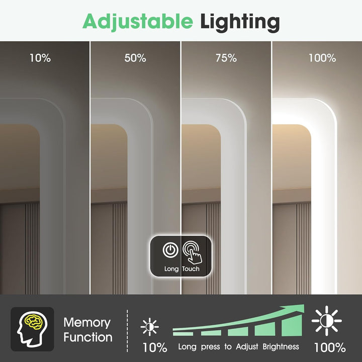 S'bagno Badspiegel-mit-Beleuchtung 80x60cm, Led-Badezimmerspiegel-mit-Licht, Bluetooth, Entfoggen, 3