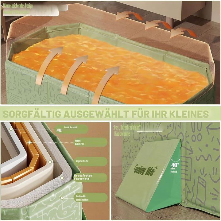 Faltbare Babybadewanne mit Ablaufstopfen, 75 × 45 cm – Platzsparende, rutschfeste Badewanne für Neug