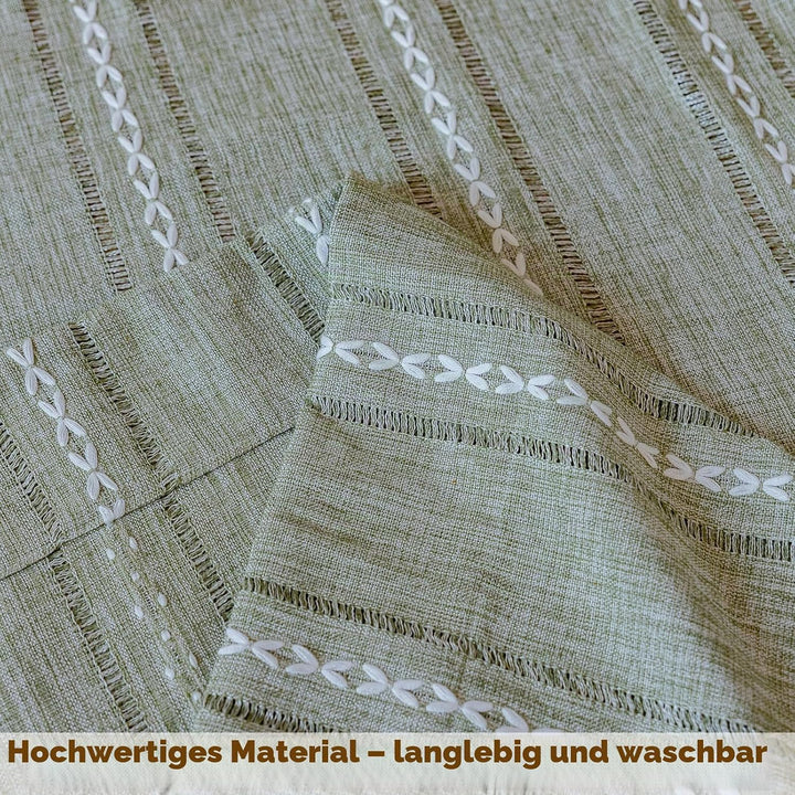 Sutuo Home Boho-Vorhänge für Schlafzimmer, Wohnzimmer, 213 cm lang, lichtfilternd, französisches Lan