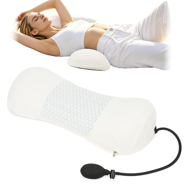 Wdmiya Lendenkissen mit Airbag &amp; Handpumpe, Orthopädisches Lendenwirbelkissen für Bürostuhl Auto Sof