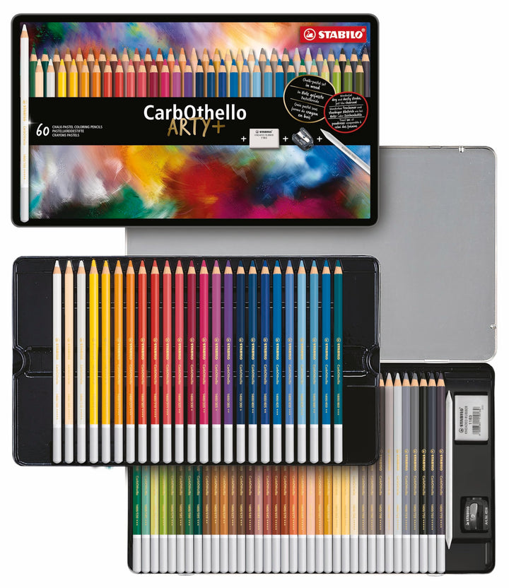 Pastellkreidestift - STABILO CarbOthello - ARTY+ - 60er Metalletui - mit 60 verschiedenen Farben 60e