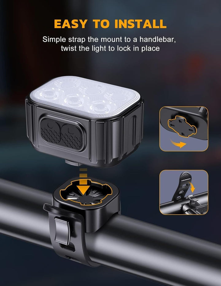 2 Stück Fahrradlicht, Hohe Lumen Super Helles Fahrradlicht, 4+6 Modi Fahrradscheinwerfer und Rücklic