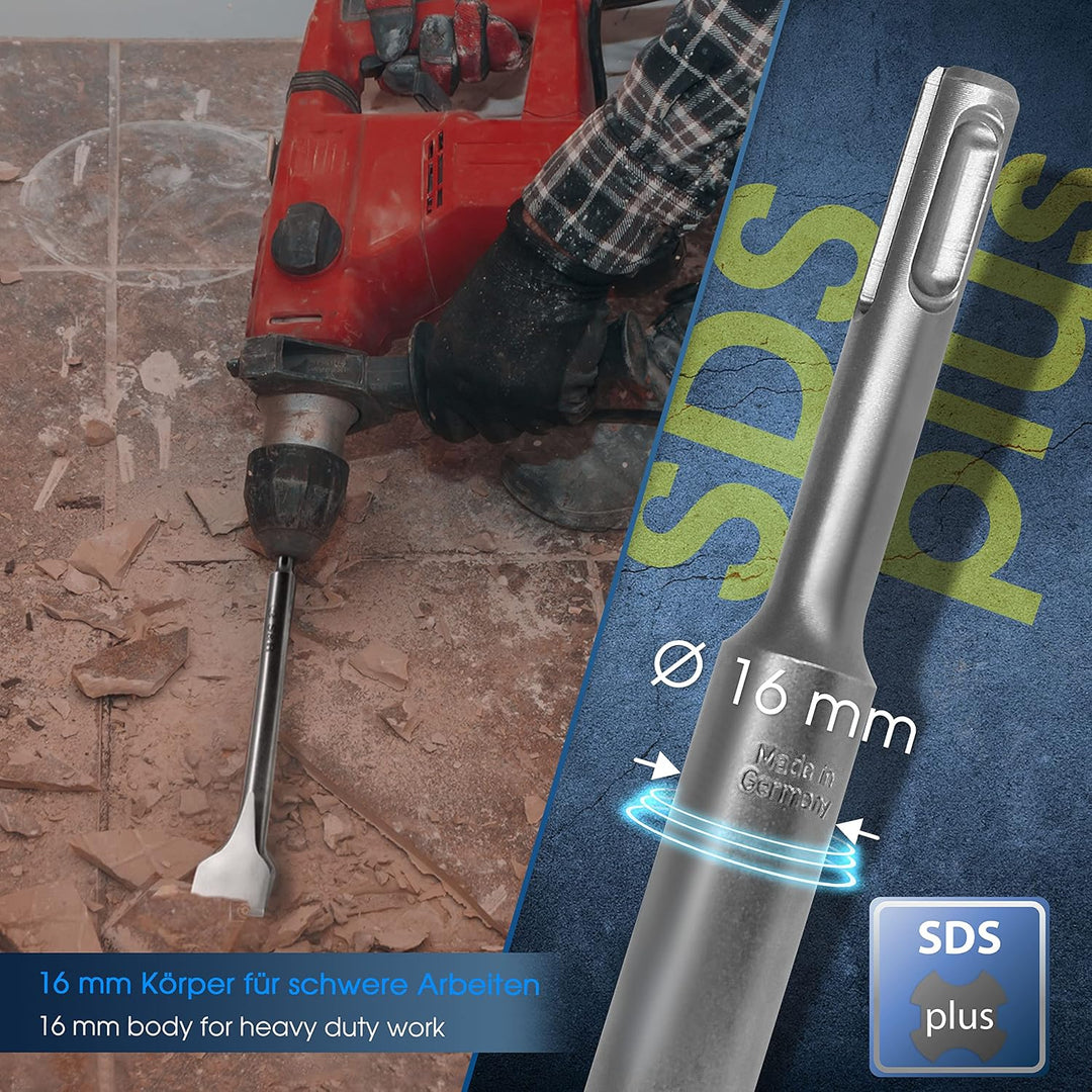 S&amp;R Fliesenmeissel SDS-plus 250 x 40 mm, angewinkelt, Meissel gehärtet, Profi-Qualität