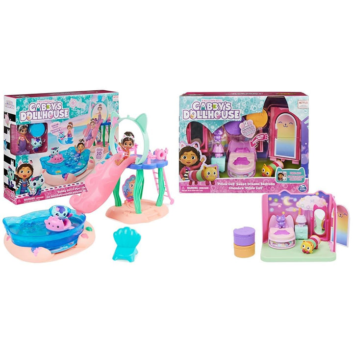 Gabby’s Dollhouse, Purrific Pool Party Spielset mit Gabby- und Meerkätzchen-Figur & Deluxe Raum, Swe