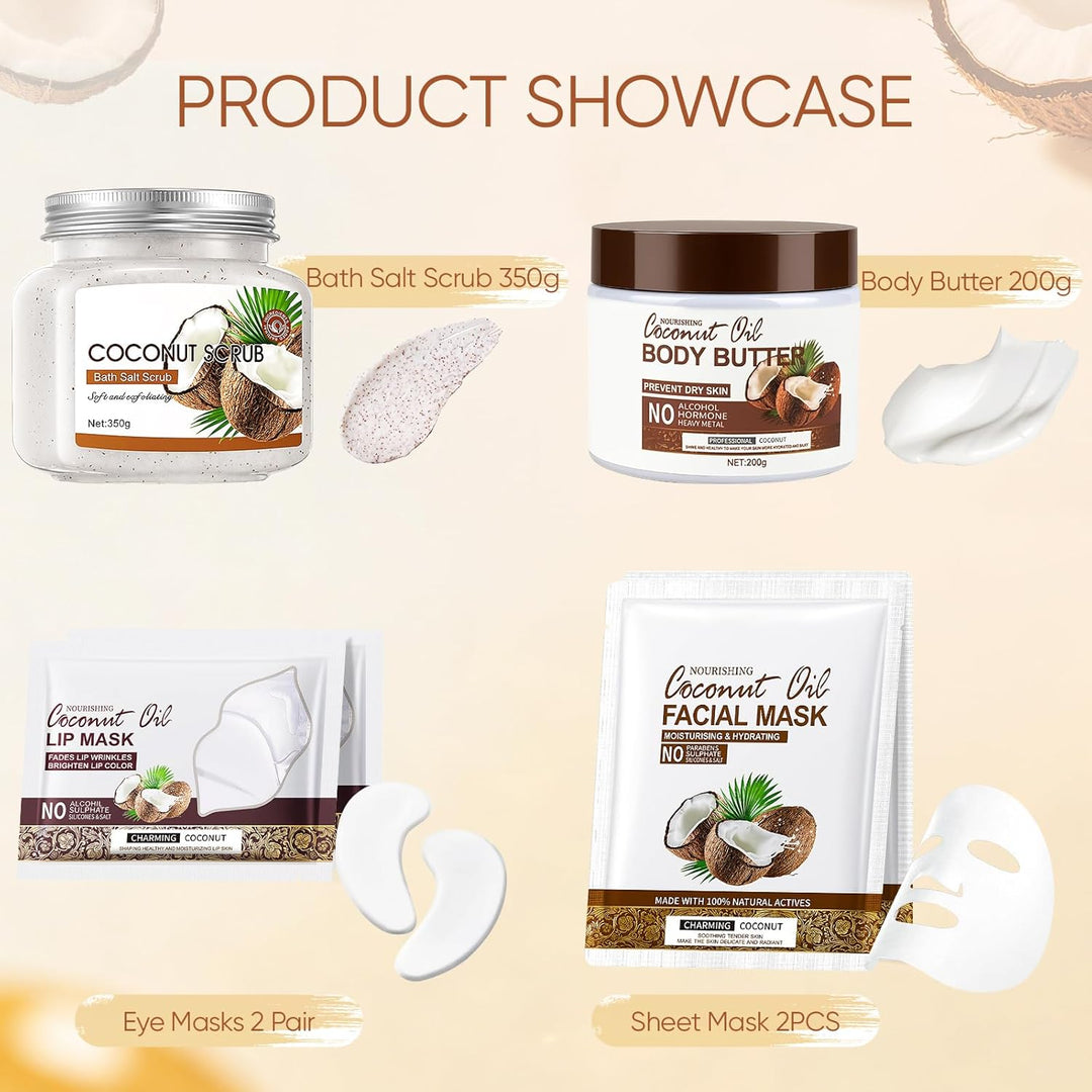 Körperpeeling Körperpflege Set, Body Scrub + Körperbutter + Gesichtsmaske + Augenpads – Komplettes B
