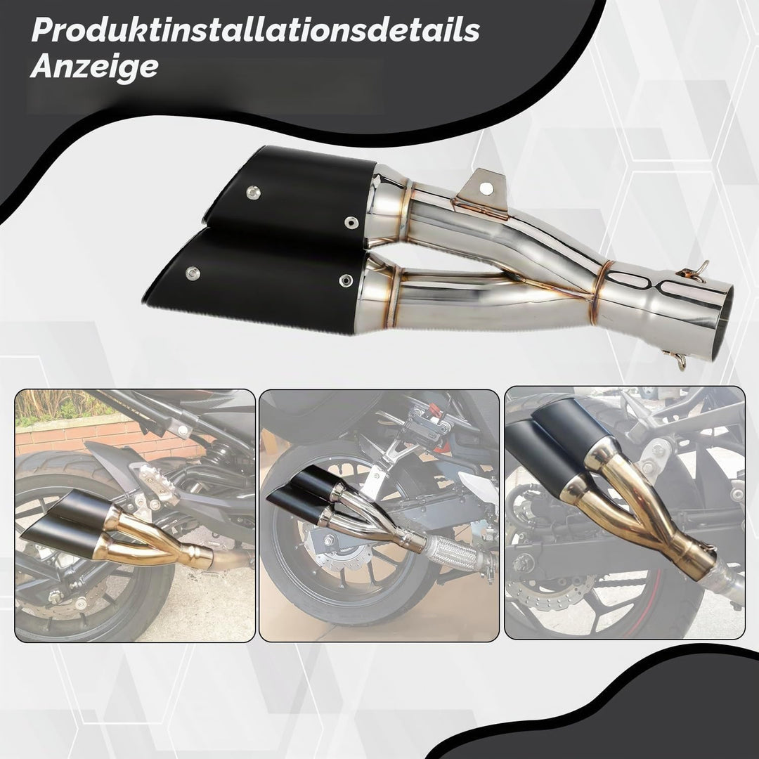 1.5-2" Einlass Thunder Dual Tail Steckdose Slip-On Auspuff Schalldämpfer mit DB-Killer Motorrad - Bl