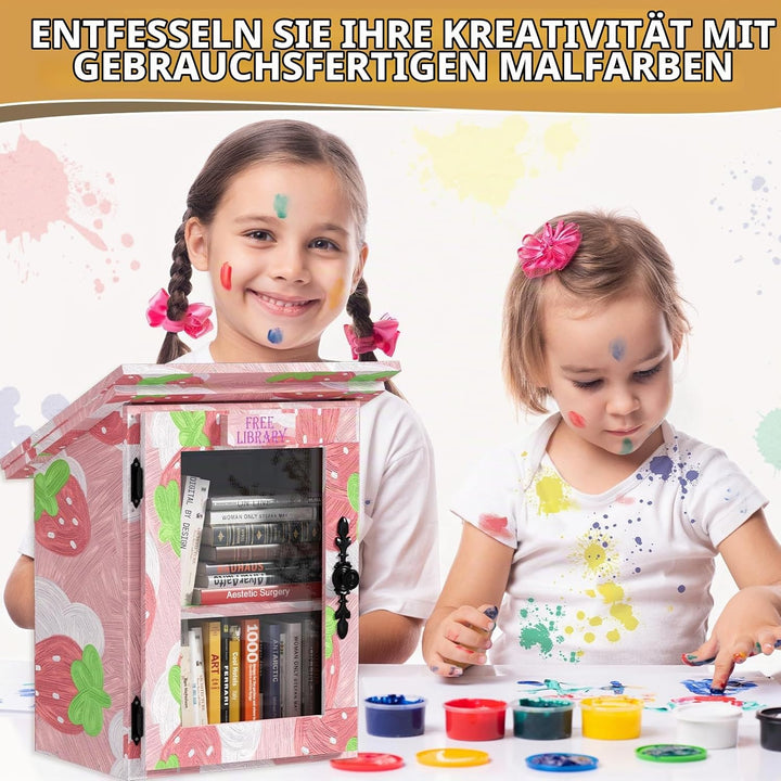 MSFE Kinderregal Bücherregal, Doppelte Kleine Bibliothek Box für Draussen mit Regal, Hängeregal DIY-