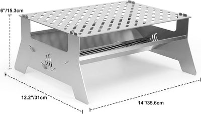 Onlyfire Tischgrill,mobiler Holzkohle-Grill, Grill-Grillrostsystem aus Edelstahl mit Tragetasche und