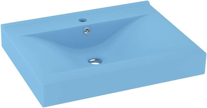 WIFESE Luxus-Waschbecken mit Hahnloch Matt-Hellblau 60x46 cm Keramik Einbauwaschbecken Hänge-Waschbe