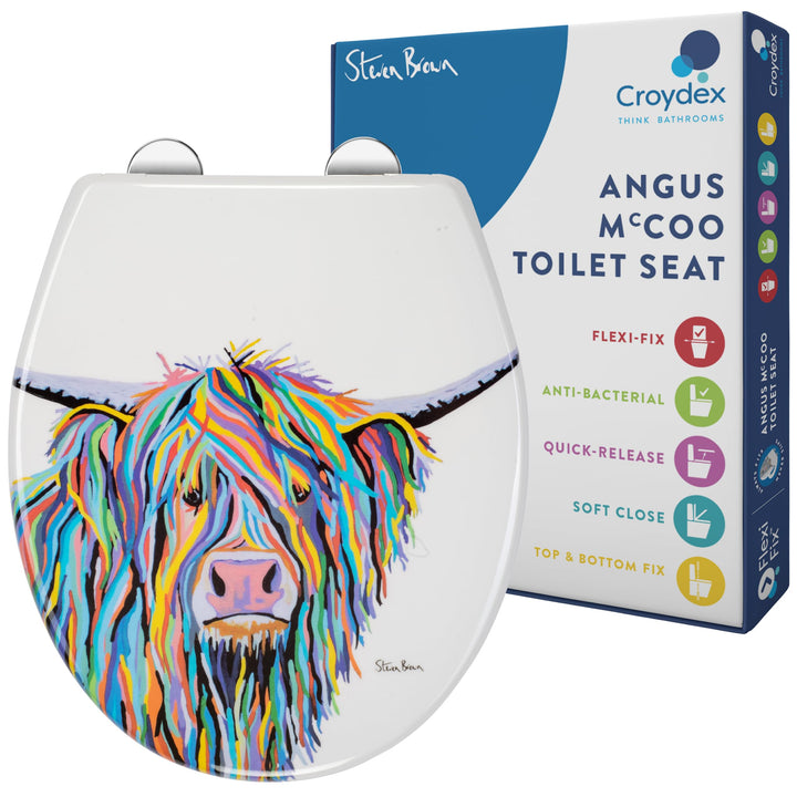 Croydex Steven Brown Toilettendeckel mit Absenkautomatik - Flexi-Fix Einfache Montage - Quick-Releas