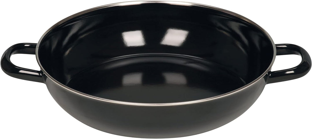 Riess, 0077-022, Schmorpfanne 28, OHNE Glasdeckel, CLASSIC - SCHWARZEMAILLE, Durchmesser 28 cm, Höhe
