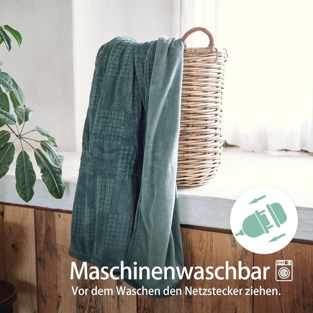 Texciting heizdecke 130X160 cm-Wärmedecke heizdecke mit 9 Heizstufen-10 Stunden Auto Off CE Zertifiz