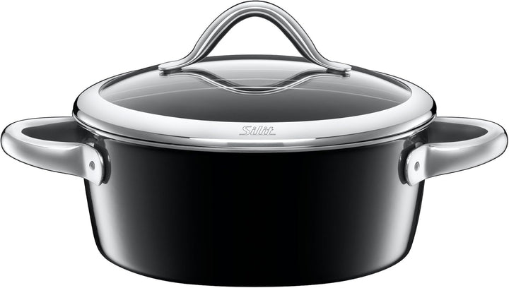 Silit Vitaliano Nero Kochtopf gross 22cm, Glasdeckel, Bratentopf Induktion 3,1l, Silargan Funktionsk